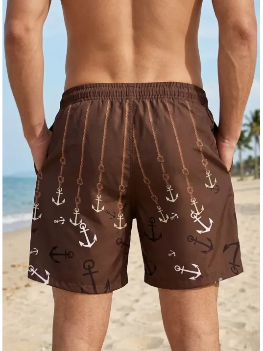 Erkek Deniz Şortu Fermuarlı Cepli File Astarlı Hızlı Kuruyan Premium - Kahverengi Erkek Deniz Şortu Fermuarlı Cepli File Astarlı Hızlı Kuruyan Premium - Kahverengi