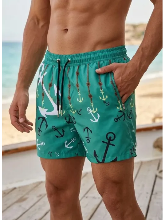 Erkek Deniz Şortu Fermuarlı Cepli File Astarlı Hızlı Kuruyan Premium - Su Yeşili Erkek Deniz Şortu Fermuarlı Cepli File Astarlı Hızlı Kuruyan Premium - Su Yeşili