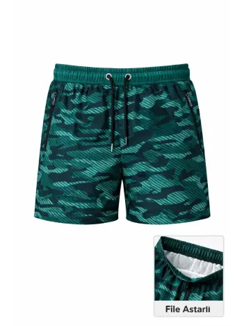 Erkek Deniz Şortu Fermuarlı Cepli File Astarlı Hızlı Kuruyan Premium - Su Yeşili Erkek Deniz Şortu Fermuarlı Cepli File Astarlı Hızlı Kuruyan Premium - Su Yeşili
