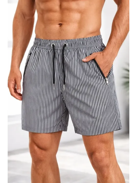 Erkek Deniz Şortu Fermuarlı Cepli File Astarlı Hızlı Kuruyan Premium - Siyah Erkek Deniz Şortu Fermuarlı Cepli File Astarlı Hızlı Kuruyan Premium - Siyah