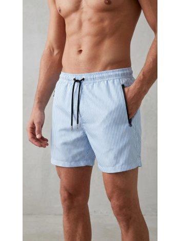 Erkek Deniz Şortu Fermuarlı Cepli File Astarlı Hızlı Kuruyan Premium - Bebek Mavisi