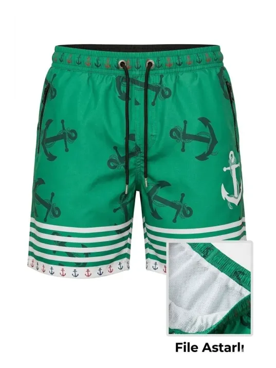 Erkek Deniz Şortu Fermuarlı Cepli File Astarlı Hızlı Kuruyan Premium - Su Yeşili Erkek Deniz Şortu Fermuarlı Cepli File Astarlı Hızlı Kuruyan Premium - Su Yeşili