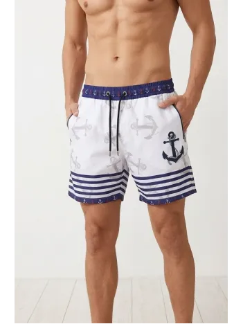 Erkek Deniz Şortu Fermuarlı Cepli File Astarlı Hızlı Kuruyan Premium - Beyaz Erkek Deniz Şortu Fermuarlı Cepli File Astarlı Hızlı Kuruyan Premium - Beyaz