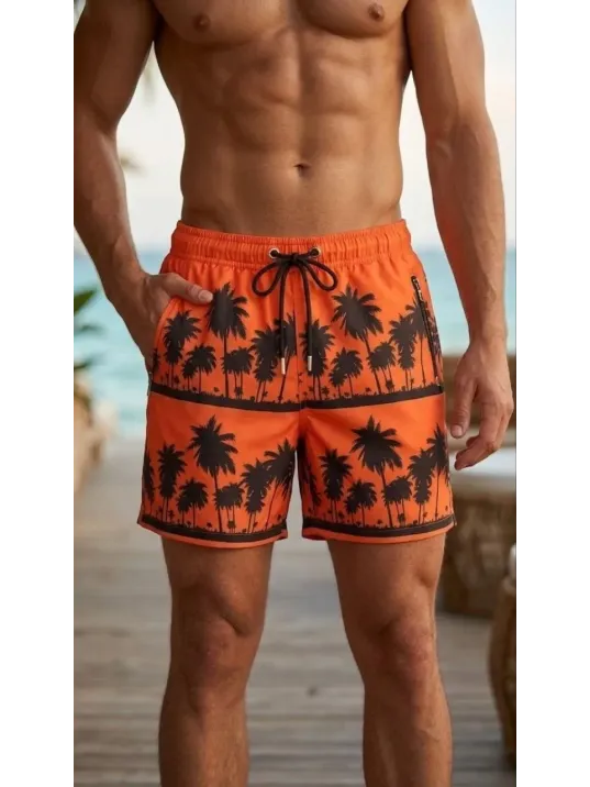 Erkek Deniz Şortu Fermuarlı Cepli File Astarlı Hızlı Kuruyan Premium - Turuncu Erkek Deniz Şortu Fermuarlı Cepli File Astarlı Hızlı Kuruyan Premium - Turuncu