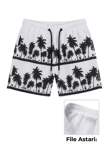 Erkek Deniz Şortu Fermuarlı Cepli File Astarlı Hızlı Kuruyan Premium - Beyaz Erkek Deniz Şortu Fermuarlı Cepli File Astarlı Hızlı Kuruyan Premium - Beyaz
