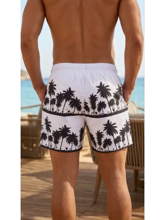 Erkek Deniz Şortu Fermuarlı Cepli File Astarlı Hızlı Kuruyan Premium - Beyaz Erkek Deniz Şortu Fermuarlı Cepli File Astarlı Hızlı Kuruyan Premium - Beyaz
