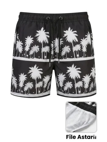 Erkek Deniz Şortu Fermuarlı Cepli File Astarlı Hızlı Kuruyan Premium - Siyah Erkek Deniz Şortu Fermuarlı Cepli File Astarlı Hızlı Kuruyan Premium - Siyah