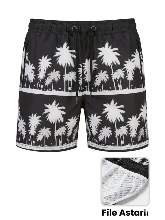 Erkek Deniz Şortu Fermuarlı Cepli File Astarlı Hızlı Kuruyan Premium - Siyah Erkek Deniz Şortu Fermuarlı Cepli File Astarlı Hızlı Kuruyan Premium - Siyah