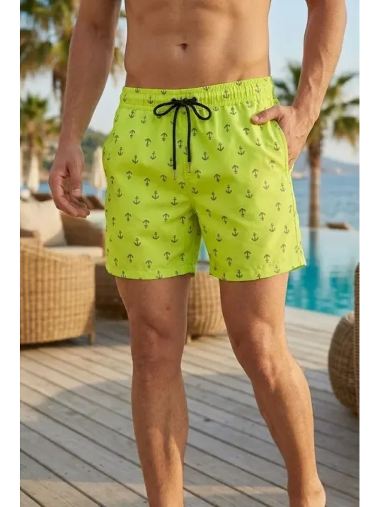 Erkek Deniz Şortu Fermuarlı Cepli File Astarlı Hızlı Kuruyan Premium - Neon Yeşili Erkek Deniz Şortu Fermuarlı Cepli File Astarlı Hızlı Kuruyan Premium - Neon Yeşili
