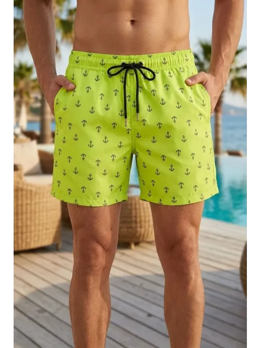 Erkek Deniz Şortu Fermuarlı Cepli File Astarlı Hızlı Kuruyan Premium - Neon Yeşili Erkek Deniz Şortu Fermuarlı Cepli File Astarlı Hızlı Kuruyan Premium - Neon Yeşili