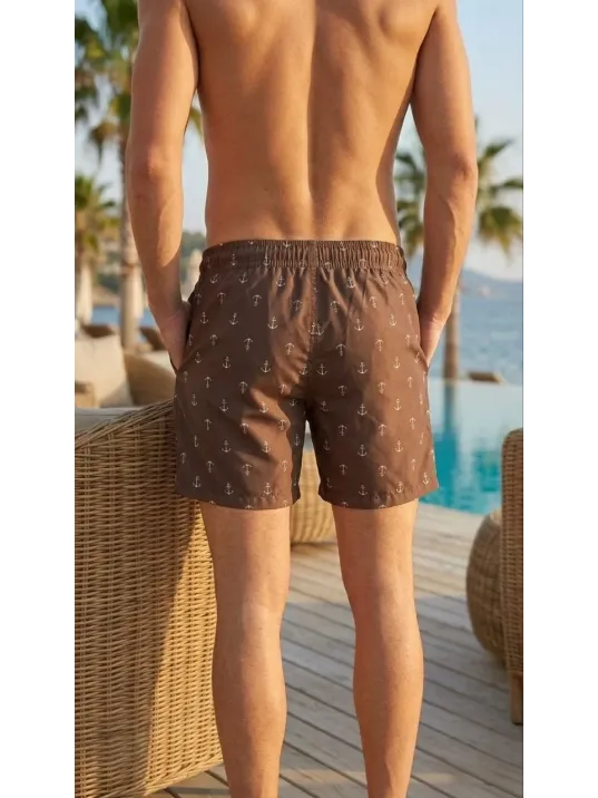 Erkek Deniz Şortu Fermuarlı Cepli File Astarlı Hızlı Kuruyan Premium - Kahverengi Erkek Deniz Şortu Fermuarlı Cepli File Astarlı Hızlı Kuruyan Premium - Kahverengi