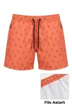 Erkek Deniz Şortu Fermuarlı Cepli File Astarlı Hızlı Kuruyan Premium - Turuncu
