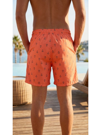 Erkek Deniz Şortu Fermuarlı Cepli File Astarlı Hızlı Kuruyan Premium - Turuncu