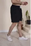 Erkek Deniz Şortu Fermuarlı Cepli File Astarlı - Siyah