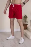 Erkek Deniz Şortu Fermuarlı Cepli File Astarlı - Kırmızı