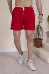 Erkek Deniz Şortu Fermuarlı Cepli File Astarlı - Kırmızı