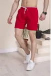 Erkek Deniz Şortu Fermuarlı Cepli File Astarlı - Kırmızı