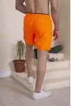 Erkek Deniz Şortu Fermuarlı Cepli File Astarlı - Turuncu