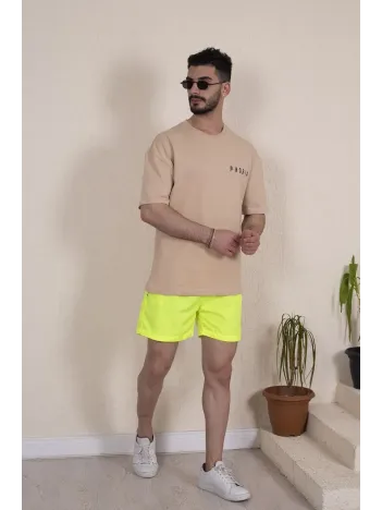 Erkek Deniz Şortu Fermuarlı Cepli File Astarlı - Neon Yeşili Erkek Deniz Şortu Fermuarlı Cepli File Astarlı - Neon Yeşili