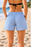 Kadın Deniz Şortu Fermuarlı Cepli File Astarlı Hızlı Kuruyan Premium - Bebek Mavisi