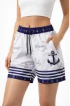 Kadın Deniz Şortu Fermuarlı Cepli File Astarlı Hızlı Kuruyan Premium - Beyaz