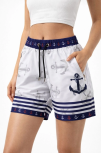 Kadın Deniz Şortu Fermuarlı Cepli File Astarlı Hızlı Kuruyan Premium - Beyaz