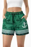 Kadın Deniz Şortu Fermuarlı Cepli File Astarlı Hızlı Kuruyan Premium - Yeşil