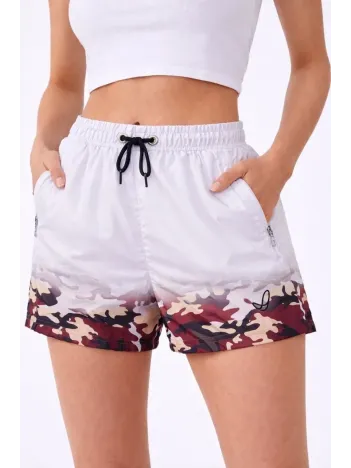 Kadın Deniz Şortu Fermuarlı Cepli File Astarlı Hızlı Kuruyan Premium - Beyaz