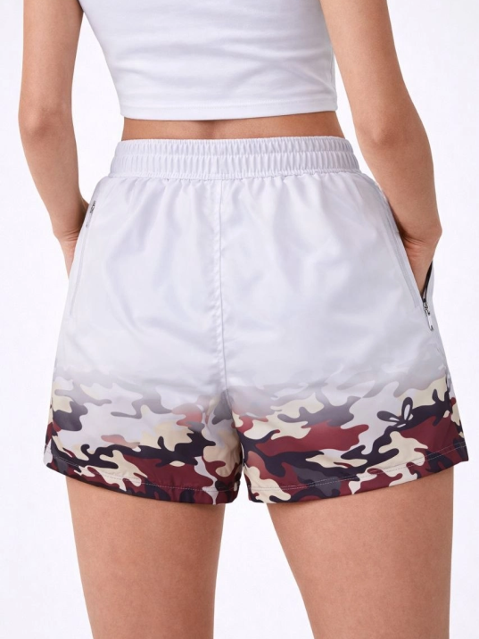 Kadın Deniz Şortu Fermuarlı Cepli File Astarlı Hızlı Kuruyan Premium - Beyaz