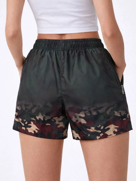 Kadın Deniz Şortu Fermuarlı Cepli File Astarlı Hızlı Kuruyan Premium - Siyah