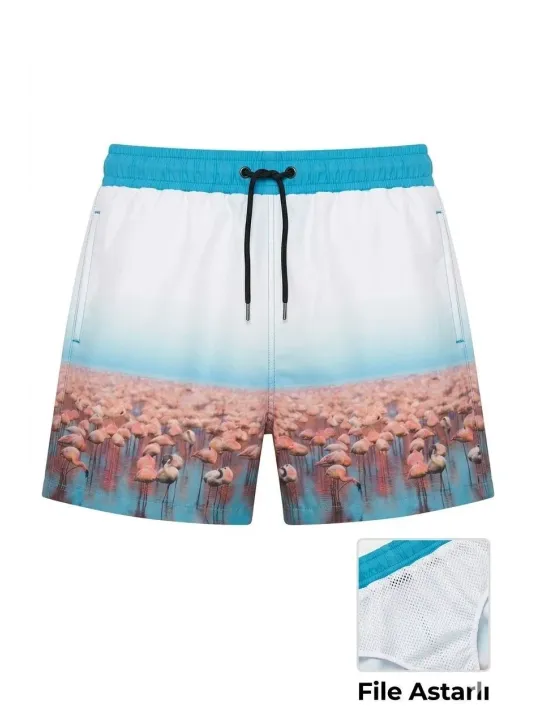 Kadın Deniz Şortu Fermuarlı Cepli File Astarlı Hızlı Kuruyan Premium - Beyaz