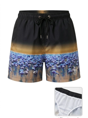 Kadın Deniz Şortu Fermuarlı Cepli File Astarlı Hızlı Kuruyan Premium - Siyah