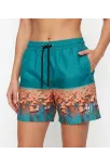 Kadın Deniz Şortu Fermuarlı Cepli File Astarlı Hızlı Kuruyan Premium - Su Yeşili