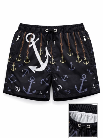 Kadın Deniz Şortu Fermuarlı Cepli File Astarlı Hızlı Kuruyan Premium - Siyah