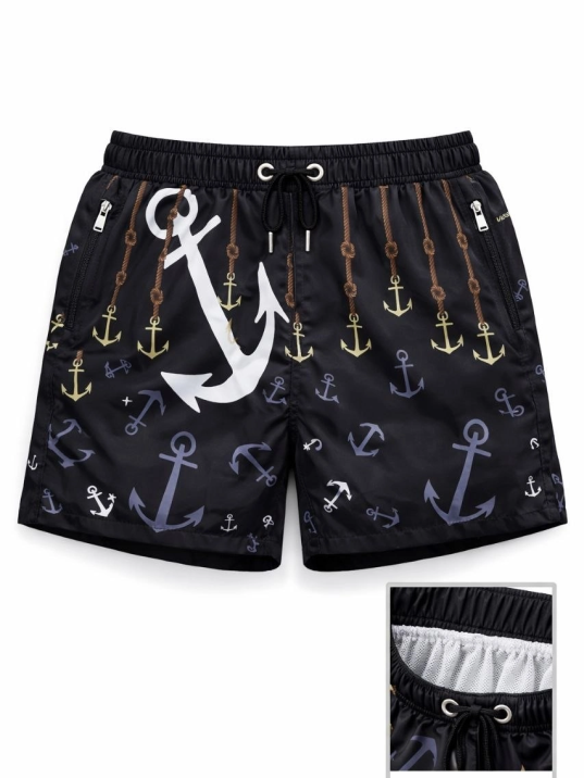 Kadın Deniz Şortu Fermuarlı Cepli File Astarlı Hızlı Kuruyan Premium - Siyah