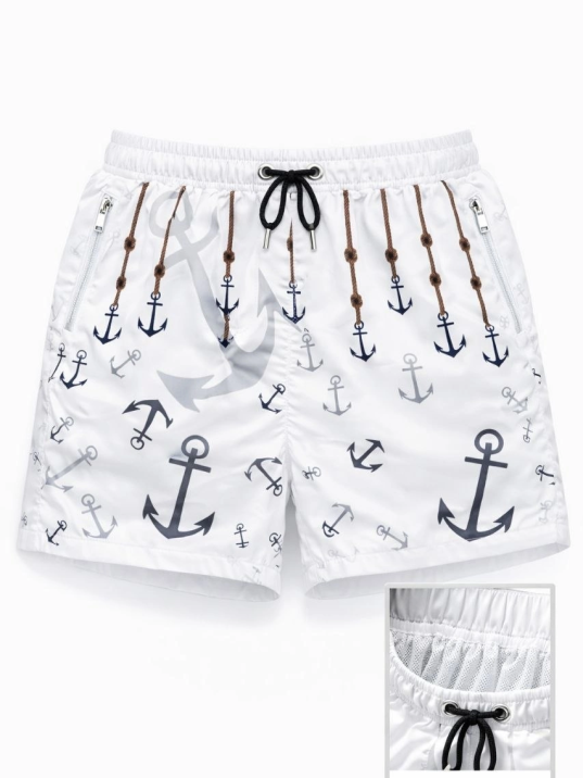 Kadın Deniz Şortu Fermuarlı Cepli File Astarlı Hızlı Kuruyan Premium - Beyaz