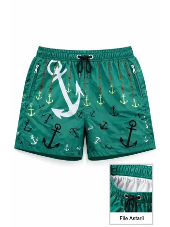 Kadın Deniz Şortu Fermuarlı Cepli File Astarlı Hızlı Kuruyan Premium - Su Yeşili