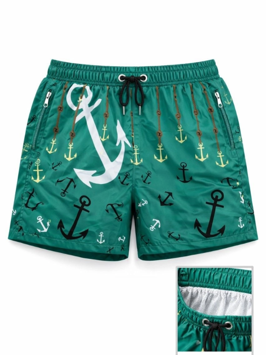 Kadın Deniz Şortu Fermuarlı Cepli File Astarlı Hızlı Kuruyan Premium - Su Yeşili