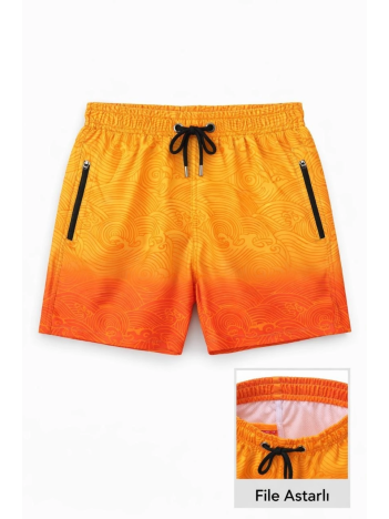 Kadın Deniz Şortu Fermuarlı Cepli File Astarlı Hızlı Kuruyan Premium - Çok Renkli