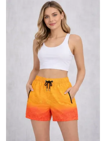 Kadın Deniz Şortu Fermuarlı Cepli File Astarlı Hızlı Kuruyan Premium - Çok Renkli
