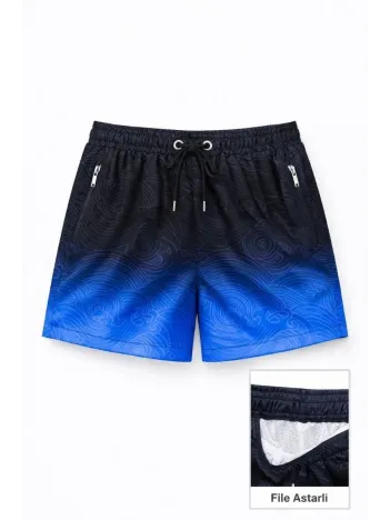 Kadın Deniz Şortu Fermuarlı Cepli File Astarlı Hızlı Kuruyan Premium - Çok Renkli