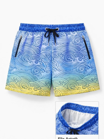 Kadın Deniz Şortu Fermuarlı Cepli File Astarlı Hızlı Kuruyan Premium - Çok Renkli