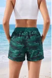 Kadın Deniz Şortu Fermuarlı Cepli File Astarlı Hızlı Kuruyan Premium - Su Yeşili