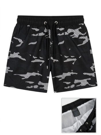 Kadın Deniz Şortu Fermuarlı Cepli File Astarlı Hızlı Kuruyan Premium - Siyah