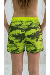 Kadın Deniz Şortu Fermuarlı Cepli File Astarlı Hızlı Kuruyan Premium - Neon Yeşili