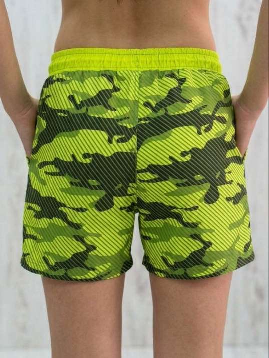 Kadın Deniz Şortu Fermuarlı Cepli File Astarlı Hızlı Kuruyan Premium - Neon Yeşili