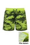 Kadın Deniz Şortu Fermuarlı Cepli File Astarlı Hızlı Kuruyan Premium - Neon Yeşili