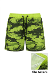 Kadın Deniz Şortu Fermuarlı Cepli File Astarlı Hızlı Kuruyan Premium - Neon Yeşili