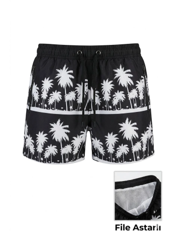 Kadın Deniz Şortu Fermuarlı Cepli File Astarlı Hızlı Kuruyan Premium - Siyah