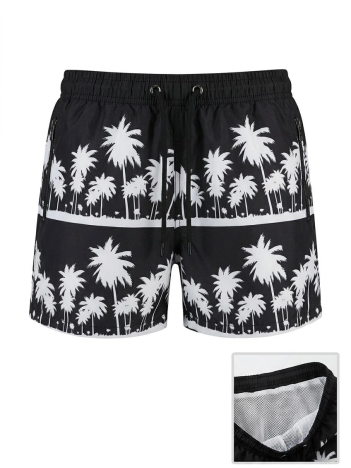 Kadın Deniz Şortu Fermuarlı Cepli File Astarlı Hızlı Kuruyan Premium - Siyah